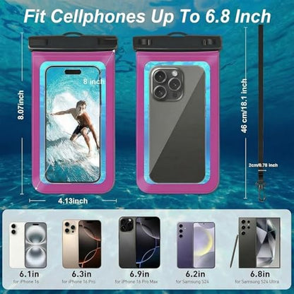 [1 Pack Waterproof Phone Case, 6.8" Universal Dry Bag for iPhone 15/14/13/12 Pro Max, IPX8 Waterproof Pouch, Cruise Ship & Beach Essentials, Bright Red - color: B7-Bright Red-1 pack, size: 6.8in