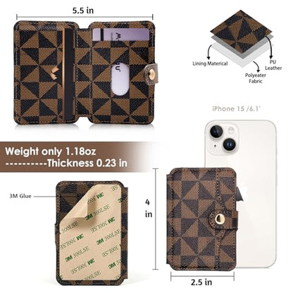 M-Plateau Card Holder for Back of Phone With Adhesive Sticker - color: Brown and Black