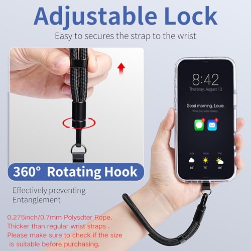 Phone Lanyard for Cellphone Case, Phone Wrist Strap for Case, Cellphone Strap Wrist Lanyard for Women and Men - color: Black+purple
