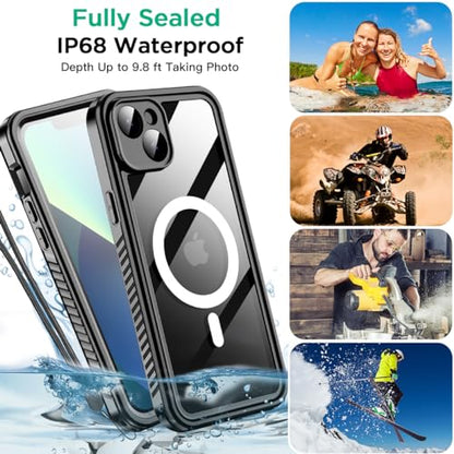 AICase iPhone 13 Case Waterproof with MagSafe Clear Snowproof,Dustproof and Shockproof,IP68 Certified Full Body 360 Protection Fully Sealed Underwater Cover for iPhone 13 6.1" - color: iphone 13 Waterproof Case