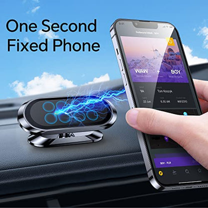 【2-PACK】Magnetic phone holder for car, [ Super Strong Magnet ] [ with 4 Metal Plate ] iPhone Magnetic car mount for cell phone, [ 360° Rotation ] Universal Dashboard adhesive Car Magnetic Phone Mount - color: Silver