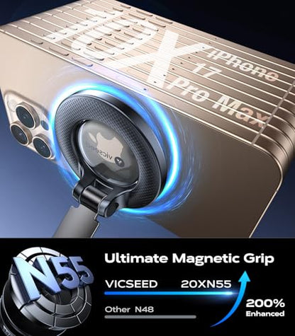 VICSEED Upgraded Car Phone Holder for Magsafe Car Mount [Strongest Suction] - color: Purple
