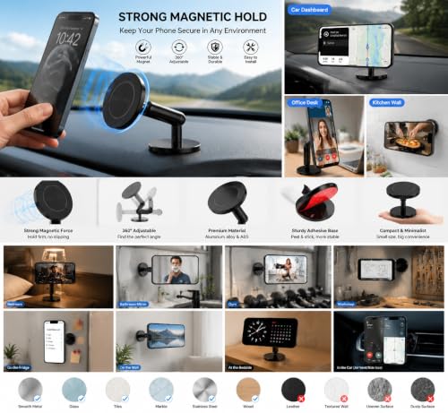 for MagSafe Car Mount Phone Holder, Strong Magnetic Phone Holder for Car, Dashboard Air Vent Phone Mount for Car, Soporte de Telefono para Carro for iPhone 16 15 14 13 12 Pro Max Plus