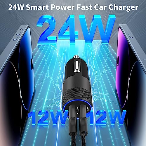 Apple MFi Certified iPhone Car Charger Fast Charging 4.8A Car Phone Charger - color: Ebony Black