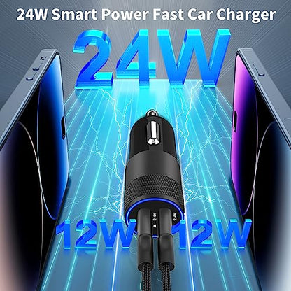 Apple MFi Certified iPhone Car Charger Fast Charging 4.8A Car Phone Charger - color: Ebony Black