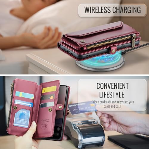 for Google Pixel 10a 6.3" Case, Women Men Multi-Function Wallet Case with Stand RFID Blocking Includes Shoulder Strap Wrist Strap Google Pixel 10a (Red) - color: Red
