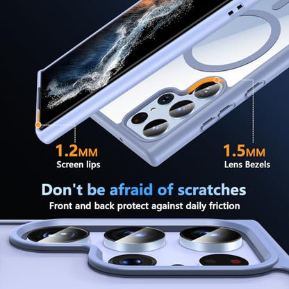 Hensinple for Samsung Galaxy S22 Ultra Case Magnetic, Galaxy S22 Ultra Phone Case [Compatible with Magsafe], Clear Hard Back Shockproof Magnetic Cover Case 6.8 Inch, Light Blue - color: Light Blue-S22 Ultra, size: Galaxy S22 Ultra 6.8 inch