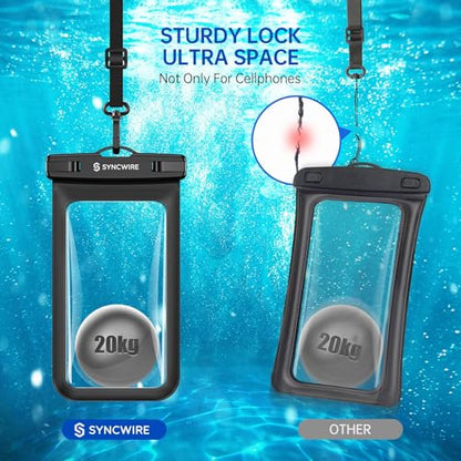 SYNCWIRE Waterproof Phone Pouch [2-Pack] - Universal IPX8 Waterproof Phone Case Dry Bag with Lanyard Compatible with iPhone 15 14 13 12 11 Pro XS MAX XR X Samsung S23 S22 S20 More Up to 7 Inches | Waterproof Phone Case, Cell Phone Dry Bag for iPhone Samsu