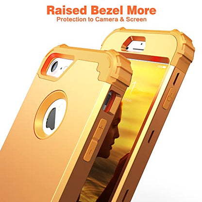 IDweel for iPhone 8 Case with Screen Protector(Tempered Glass),for iPhone 7 Case, 3 in 1 Shockproof Hybrid Heavy Duty Hard PC Cover Soft Silicone Sturdy Bumper Full Body Sturdy Case,Sundial Yellow - color: Sundial Yellow