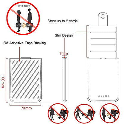 Card Holder for Back of Phone, RFID 5 Pull Phone Wallet, Gray - color: Grey