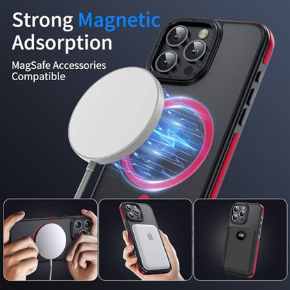 Strong Magnetic case for iPhone 16 Pro [10Ft Military-Grade Protection] Compatible with fit MagSafe Shockproof Slim Thin Cover 6.3 inch 16 Pro Phone case, Red Bumper - color: A6-Red Bumper, size: iPhone 16 Pro(6.3")