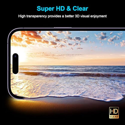 2 Pieces Privacy Screen Protector for iPhone 14 Pro 6.1 Inches, Anti Spy Tempered Glass with Installation Tools, 9H Hardness, Compatible with Cover - size: iPhone 14 Pro