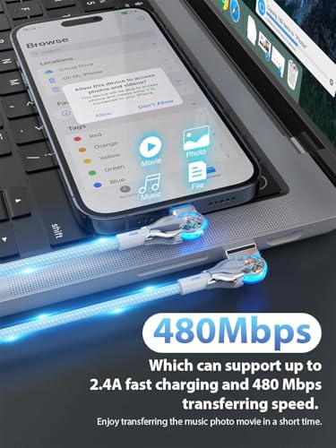 Bidirectional 90 Degree iPhone Charging Cable, 6FT 180°Rotating Left & Right Angle Lightning Charger Cable, High Speed Data Sync iPhone Charging Cord for iPhone 14/13/12/11/Pro/MAX/XR/XS/8/7/Plus/6S