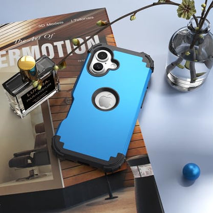 IDweel for iPhone 17 Case with Screen Protector for Women, 3 in 1 Shockproof Slim Fit Hybrid Heavy Duty Hard PC Cover Soft Silicone Bumper Full Body Anti-Fingerprint Case, Sky Blue - color: Sky Blue