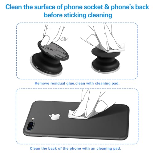 volport 8 Pack Sticky Adhesive Replacement for Socket Stand, 1.4 Inch Pops Circle Heat Resistant Double Sided Clear White High Bond Tape Extra Strong Removable Sticker Pad for Phone Grip Holder…