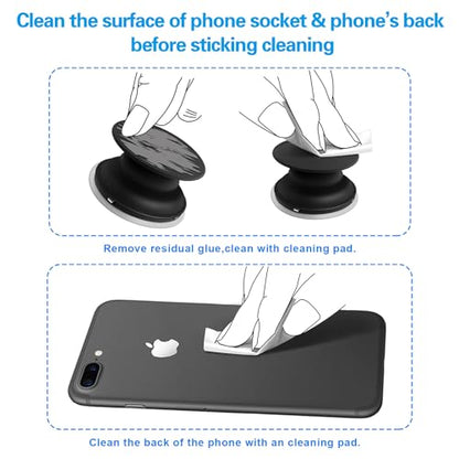volport 8 Pack Sticky Adhesive Replacement for Socket Stand, 1.4 Inch Pops Circle Heat Resistant Double Sided Clear White High Bond Tape Extra Strong Removable Sticker Pad for Phone Grip Holder…