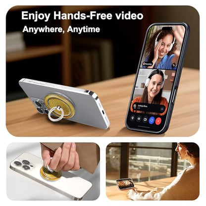 Sparkly Magnetic Phone Grip,Glitter Magnet Ring Stand Holder,Yellow - color: Clear Laser