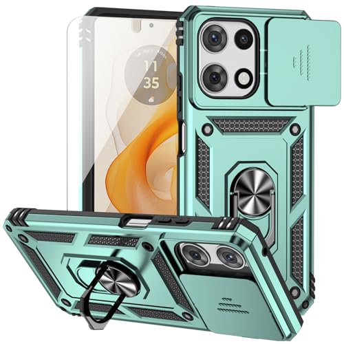 for Motorola Moto G 2025 / Moto G 2026 / Moto G Play 2026 Case, with Slide Camera Cover Screen Protector Ring Holder Kickstand Military Grade Protection Drop Tested Protective Phone Case (Dark Green) - color: Dark Green Military-Grade 2nd gen