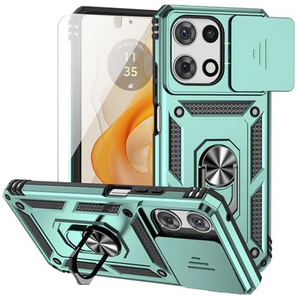 for Motorola Moto G 2025 / Moto G 2026 / Moto G Play 2026 Case, with Slide Camera Cover Screen Protector Ring Holder Kickstand Military Grade Protection Drop Tested Protective Phone Case (Dark Green) - color: Dark Green Military-Grade 2nd gen
