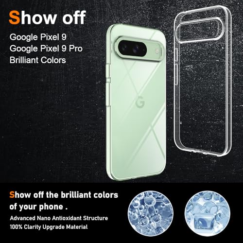 Silicone Clear Google Pixel 9/9 Pro Case, Ultra Thin with Comfort Grip | Soft Slim-Fit TPU Pixel 9/9 Pro Phone Cover,Non-Slip,Shockproof Protection,Scrath-Resistant - size: Pixel 9-9 pro case