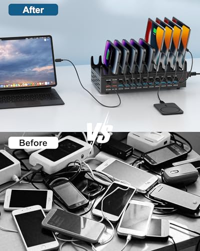 24 Ports 420W Charging Station for Multiple Devices, Iron Alloy USB Charger
