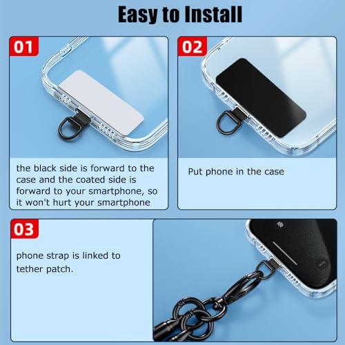 Phone Tether Tab 2pcs,0.2mm Ultra-thin Phone Metal Patch,Universal Phone Lanyard Patch for most phone (D) - color: D