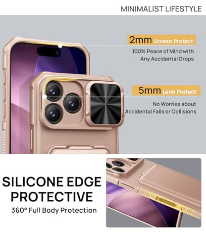 SSLOTSCASE for iPhone 17 Pro Max Case with Wallet & Kickstand, Rose Gold - color: Gold, size: Iphone 17 Pro Max