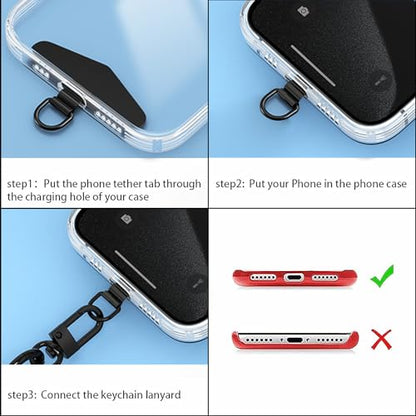 TENOC Metal Phone Tether Tab, 4Pcs, Black&Silver - color: Silver & Black