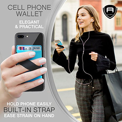 Alban Credit Card Holder Stick on Cell Phone Wallet RFID Blocking Pack of 2 - color: Blue