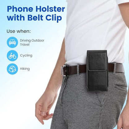 Gcepls Universal Cowhide Leather Phone Holster with Belt Clip for iPhone 14 Pro Max,13 12 Pro Max,Galaxy S23 Ultra,S22 Ultra (Vertical-Black-1, X-Large(6.89x3.55x0.71”)) - color: Vertical-Black-1, size: X-Large(6.89x3.55x0.71”)
