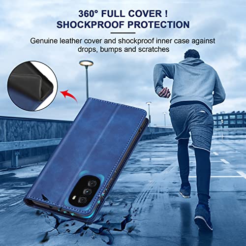 Jasonyu Flip Wallet Case for Moto G 5G (2022),Leather Magnetic Folio Cover with Card Holder,Kickstand - TPU Shockproof Durable Protective Phone Case,Blue | PU Leather Magnetic Folio Cover,with Card Holder,Kickstand,TPU Shockproof,Durable,Protective Phone