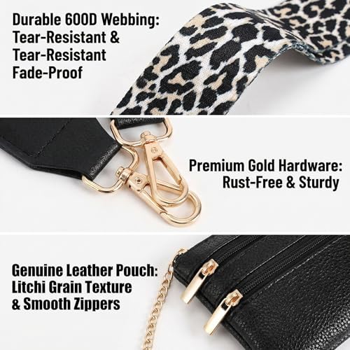 Phone Lanyard Crossbody with Zipper Pouch, Adjustable Phone Strap with Detachable Wallet/Wrist, Holds Multiple Cards & Cash, Clip and Go Strap Women/Teacher Gift for All Phone, Leopard - color: Leopard
