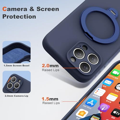 Case for iPhone 16 Pro with 360°Spin Stand,6.3" Dark Blue | Magnetic 360°Spin Stand,Compatible with Mag-Safe,Soft Silicone 16 Pro Case - color: Dark Blue, size: Iphone 16 Pro