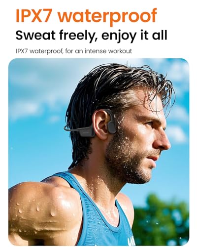 Open Ear Wireless Headphones, IPX7 Waterproof Bluetooth 6.0 Open Ear Duet Headphone with Mic Button Control, Skin-Friendly Comfortable Fit, Sport Earbuds for Jogging Running Cycling Hiking Reading - color: New Black