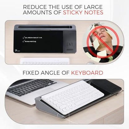 TOWON Glass Desk Whiteboard 16x7 in, Wireless Charger and Storage, Black - color: Charger Black