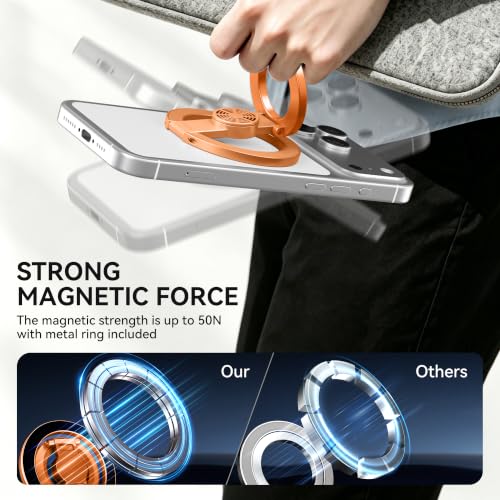 Magnetic Phone Ring Grip for MagSafe Compatible with iPhone 17/16(Orange) - color: Orange
