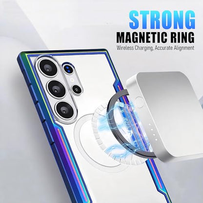 for Samsung Galaxy S26 Ultra Phone Case, Compatible with MagSafe,[20FT Mil-Grade Drop Protection], Durable Anodized Shockproof Aluminum Frame Slim,Iridescent - color: S26 ULTRA Gilded Blue