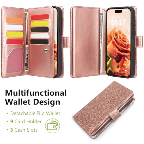 Varikke for iPhone 13 Pro Max Case Wallet Magnetic Detachable, Rose Gold - color: (Standard) Rose Gold, size: iPhone 13 Pro Max 6.7"