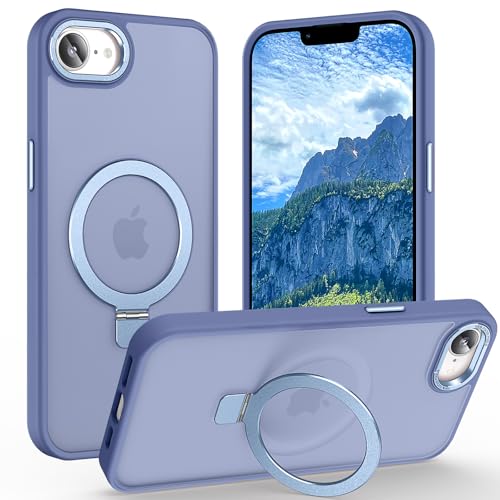 Magnetic for iPhone 17e Case & iPhone 16e Case with Ring Stand, [10 FT Drop Protection] [Velvety Touch] Slim Translucent Matte Back Shockproof Phone Case for iPhone 17e 6.1'', Sierra Blue - color: Sierra Blue, size: Iphone 17e & Iphone 16e 6.1 inches