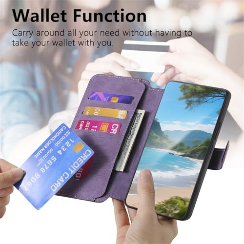2 in 1 Detachable Wallet Case for Google Pixel 10 Pro XL CMG Purple | PU Leather Magnetic Flip Folio Case with RFID Blocking Card Holder, Credit Card Slots Kickstand, Shockproof Protective Cover - color: Purple, size: Google Pixel 10 Pro XL
