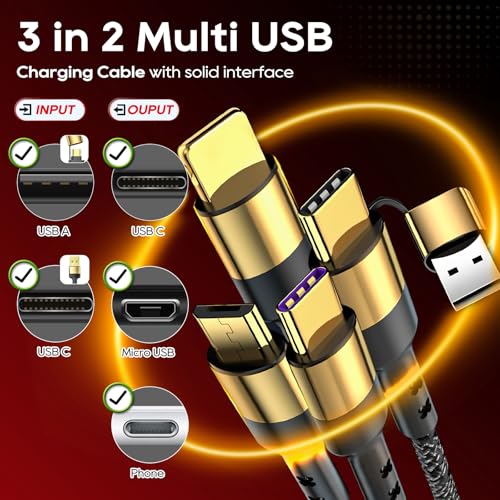 UCEC 5 in 1 Multi Charging Cable 6FT USB C/USB A to Phone/Type C/Micro USB
