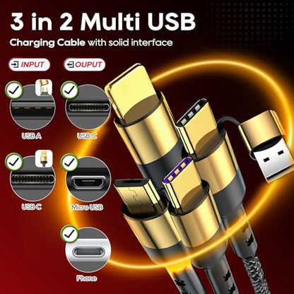 UCEC 5 in 1 Multi Charging Cable 6FT USB C/USB A to Phone/Type C/Micro USB