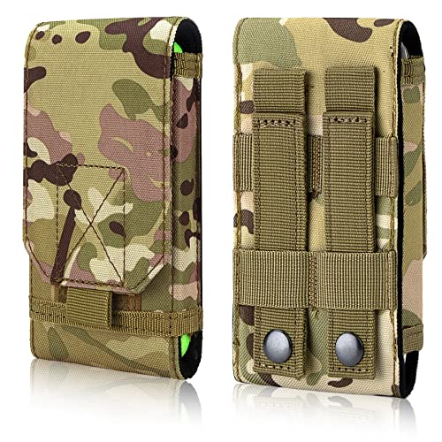 Tactical Molle Phone Holster Pouch, Universal Belt Waist Bag for iPhone 17 Pro Max/17 Pro/17/16 Pro Max/15 Pro Max/14 Pro Max/13/12, Samsung S25 Ultra/S24/S23, Size L - color: Camo(1 Pack)