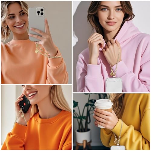 Phone Charm Strap Detachable Wrist Strap For iPhone Anti Theft Strap Phone Chain Wristlet - color: Gold