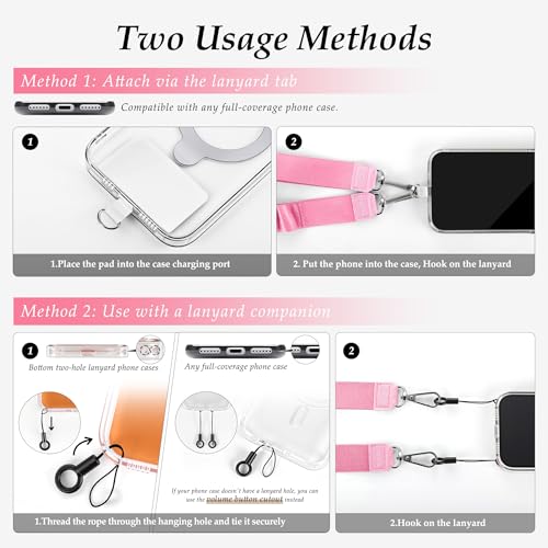 Multifunctional Phone Lanyard Adjustable Anti-Theft Crossbody Phone Strap - color: Pink