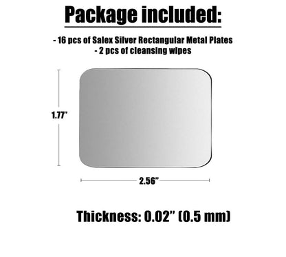 Replacement Metal Plates Set for Magnetic Car Mount, Wall, Phone Holder. 16 Large Silver Iron Discs Without Holes for Magnets. 3M Adhesive Thin Steel Cell Phone Case Back Magnet Stickers 16 Pack - color: Rectangular 16 pack