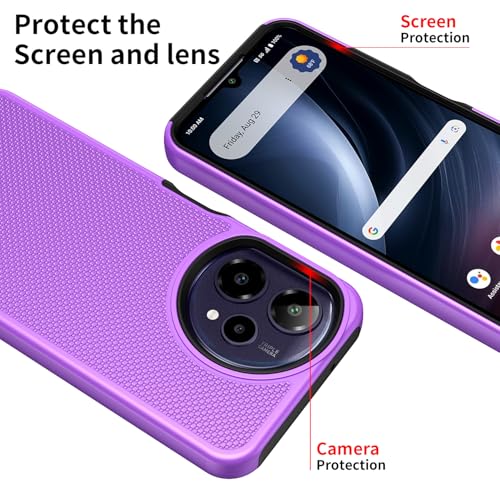for Cricket Icon Plus 2026 (Plus Version Only) /AT&T Verge 2 Case with Tempered Glass Screen Protector,Dual Layer Heavy Duty Shockproof Protection (Purple) - color: Purple
