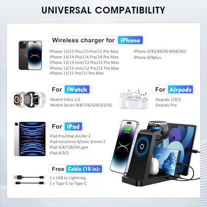 5 in 1 Wireless Charging Station, Magnetic Charging Dock, with 36W Adapter for phone16e 16 15 14 13 12 Pro Max, Watch Ultra/SE/Series, Pro/4/3/2