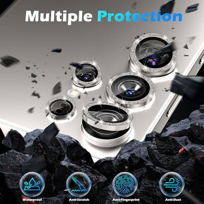 imluckies for Samsung Galaxy S25 Ultra Camera Lens Protector Bling, AR+AF Tempered Glass, 9H Anti-Scratch Metal Individual Lens Cover, HD Clear Camera Accessories - Glitter Titanium Gray - color: Bling Titanium Gray