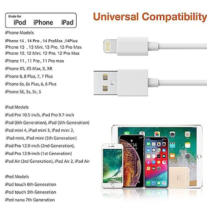 5 Pack(6FT)Original[Apple MFi Certified] iPhone Charger,Lightning Cable Fast Charging Cord iPhone Charger Cable USB Cable Compatible iPhone 13/12/11 Pro Max/Mini/XS MAX/XR/XS/X/8/7/Plus/6 iPad AirPods